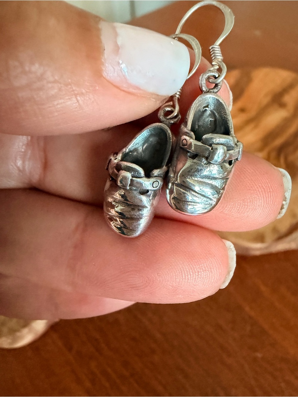 Source Unknown Sterling Silver Baby Shoe Earrings Charm